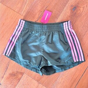 Edikted Women's Green Shorts with Pink Stripes
